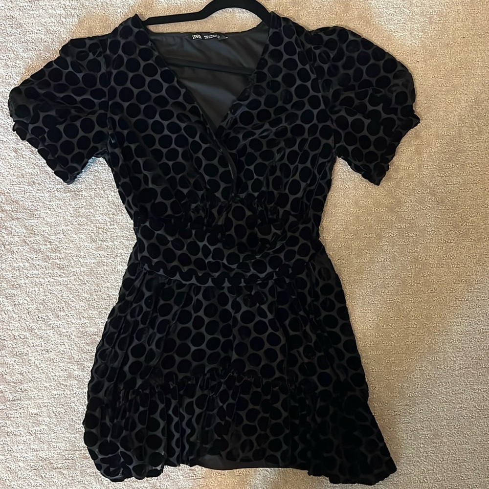 Zara black polkadot dress size M